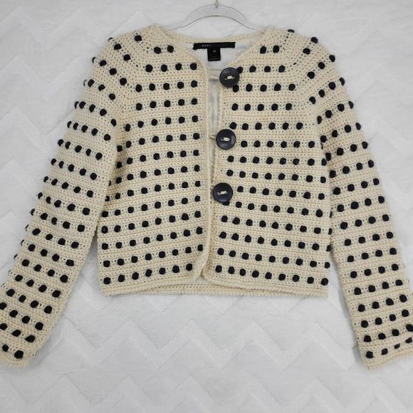 Marc Jacobs Cream and Black Off-the-Shoulder Sweater - Picture 1 of 12